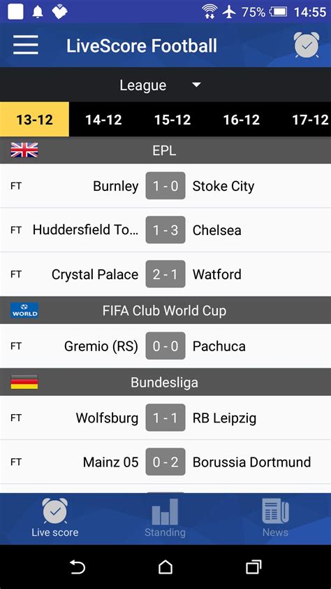 tonight's football results live scores
